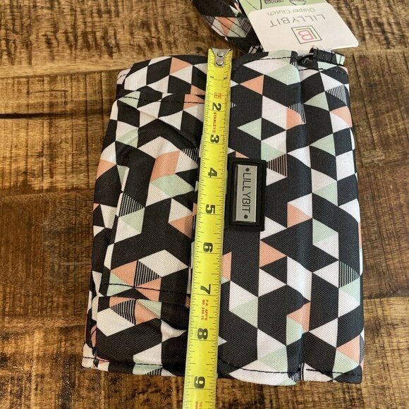 NWT Lillybit by Demdaco Diaper Clutch Bag Tote Purse Changing Pad Gray Pink - Picture 7 of 9